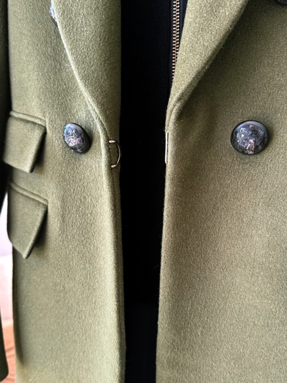 Veronica Beard Wool Voyager Coat Army Green w/ Dickey Sz 6 - Picture 6 of 14